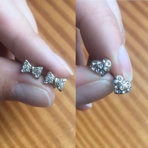 Bow & Heart stud earring bundle